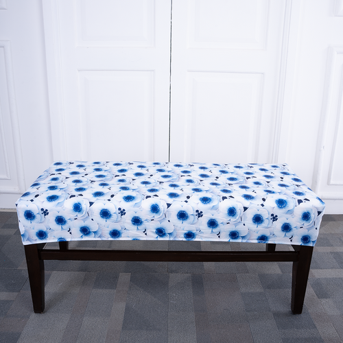 3D Blue Flower Elastic Bench Cover