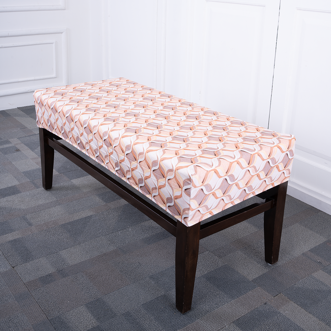 Cream Ribbons Elastic Bench Cover