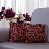 Designer cushion cover online in india-Brown print cushion cover-100% splendex Machine wash cold. Wash dark colors separately. Do not soak. Do not bleach, tumble dry low, warm iron if necessary--A cushion cover set of five: This refers to a set of five covers designed to fit over cushions. It is unclear from the description whether these covers are meant for sofa cushions or for other types of cushions.-stretchable cushion cover.