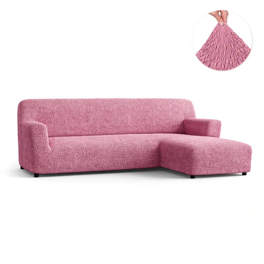 DivineTrendz™ Exclusive - Pink Luxe Crinkle Corner Sofa Cover