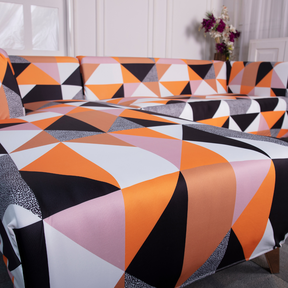 Prism Orange Elastic L-Shape Sofa Cover