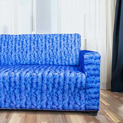 Blue Ruffled Elastic Sofa Slipcovers