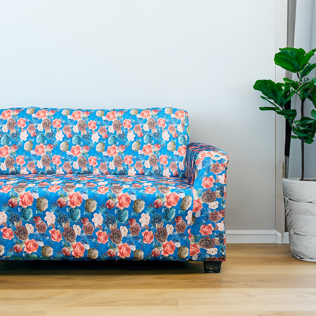 Blue flower Elastic Sofa Slipcover