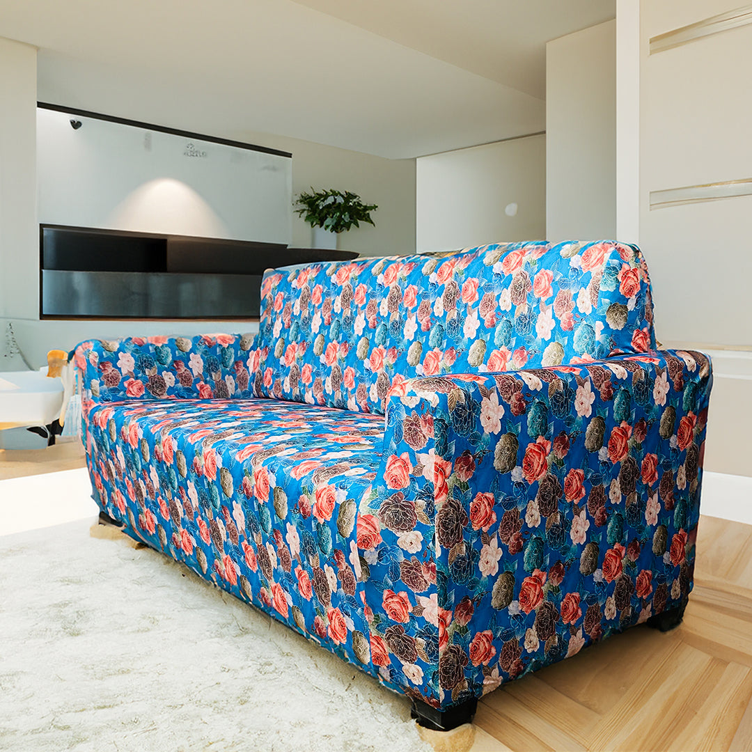 Blue flower Elastic Sofa Slipcover