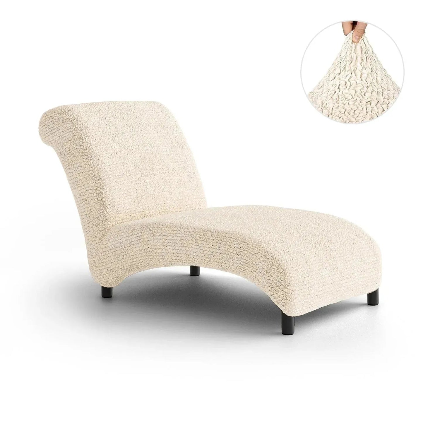 DivineTrendz™ Exclusive - Beige Luxe Crinkle Chaise Lounge cover