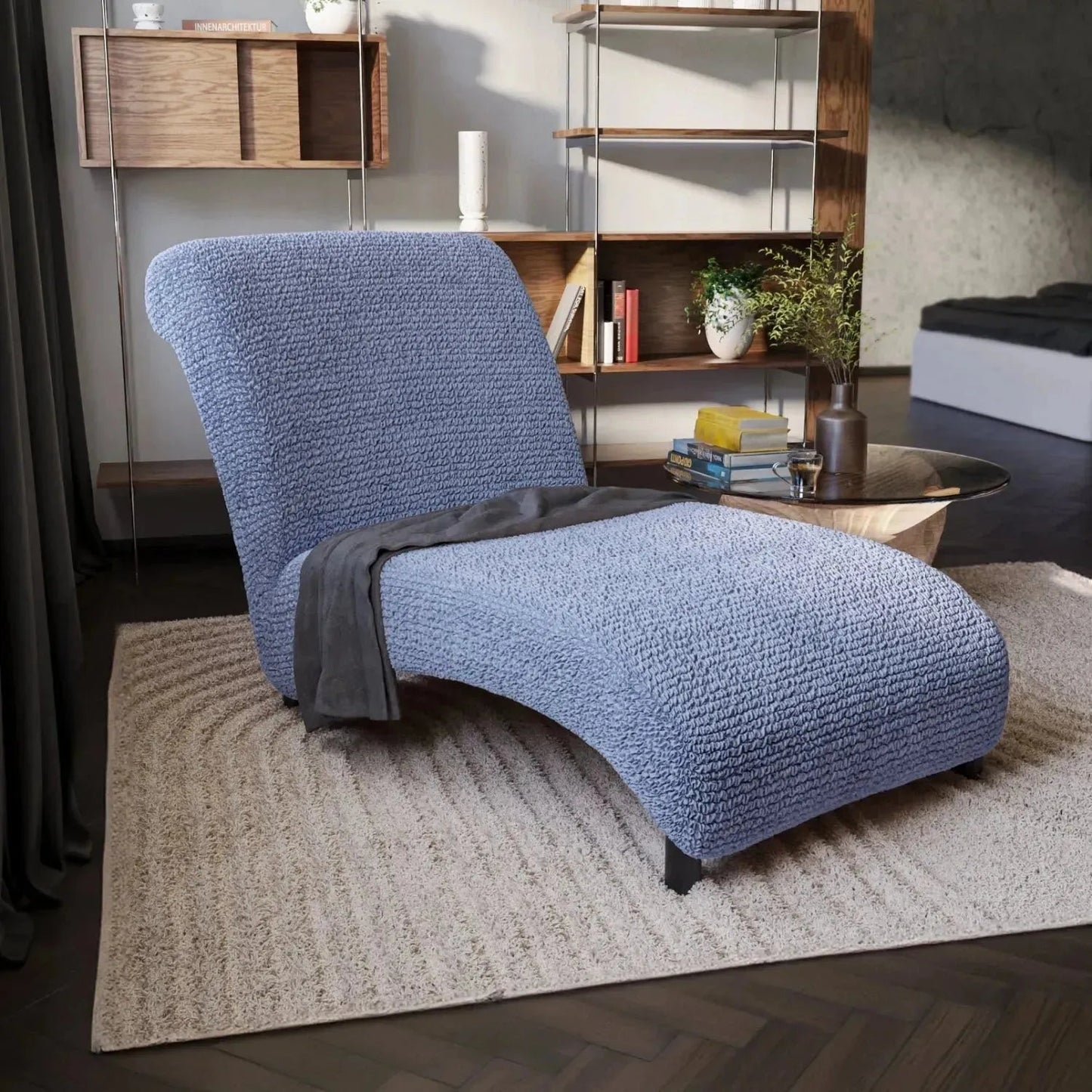 DivineTrendz™ Exclusive - Blue Luxe Crinkle Chaise Lounge cover