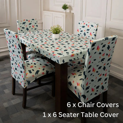 Birds And Kites Elastic Chair And Table Covers Set 