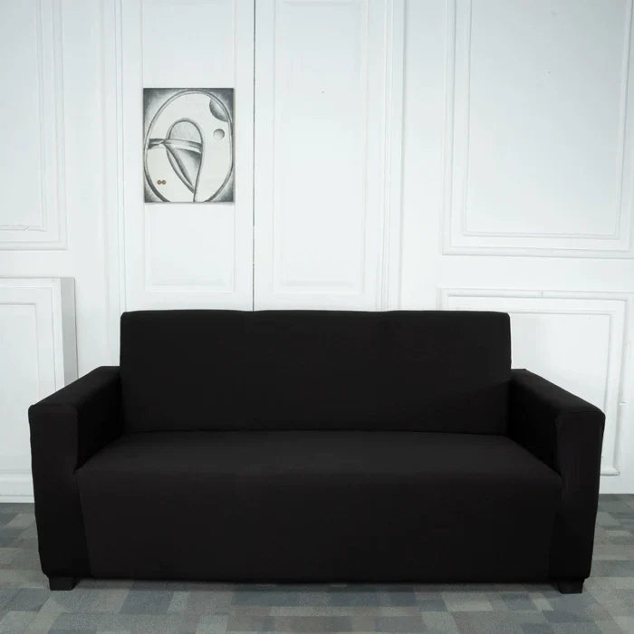 Black Solid Elastic Sofa Slipcovers