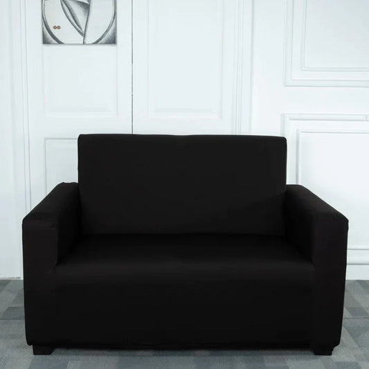Black Solid Elastic Sofa Cover