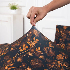 Bronze Rose Stretchable Dining Table Chair Cover