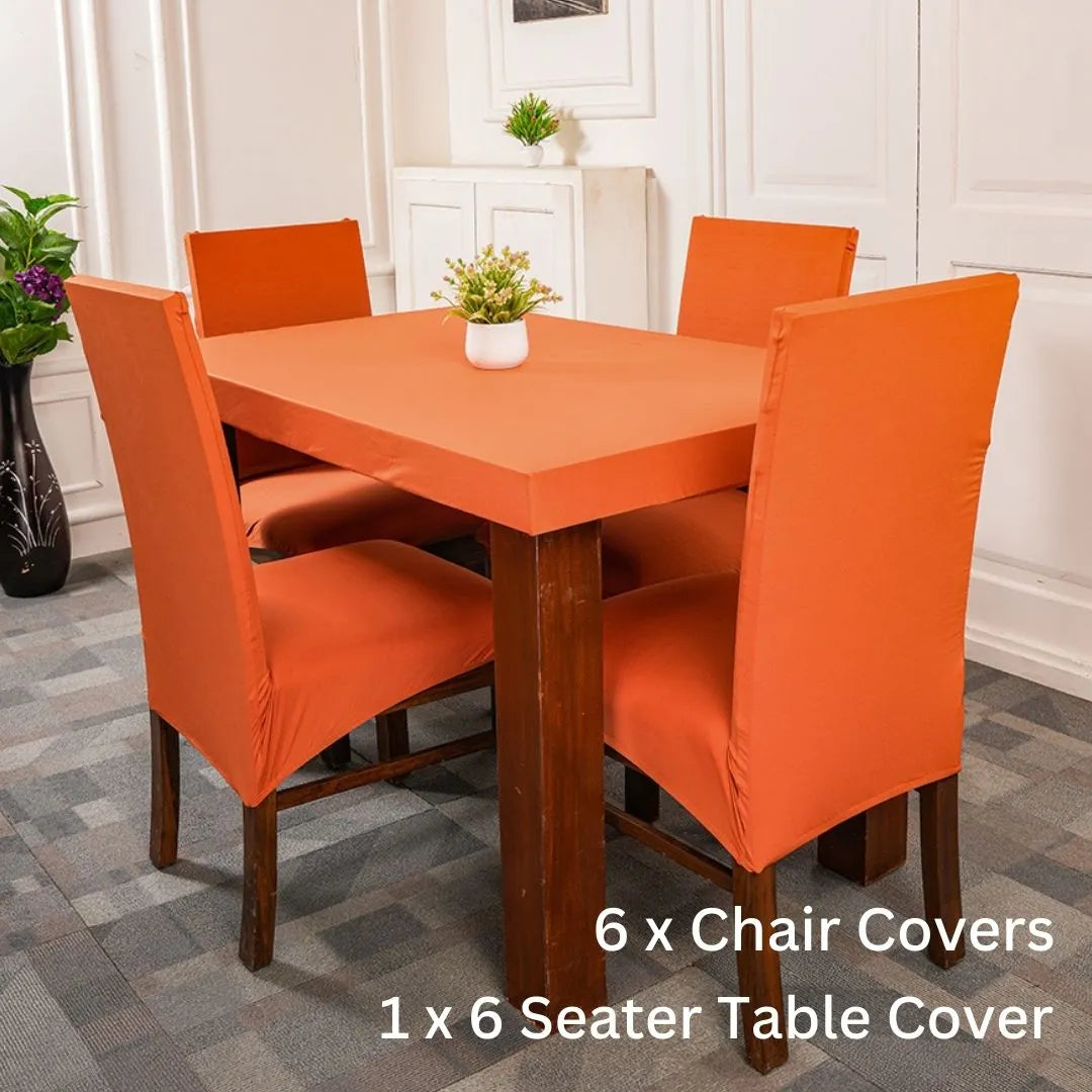 Brown Rust Color Chair Table Covers Set