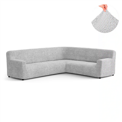 DivineTrendz™ Exclusive - Pearl Crinkle Corner Sofa Cover