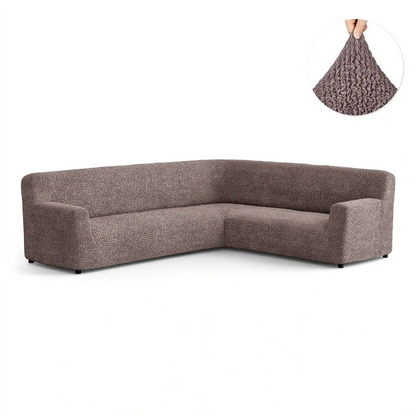 DivineTrendz™ Exclusive - Choco Luxe Crinkle Corner Sofa Cover