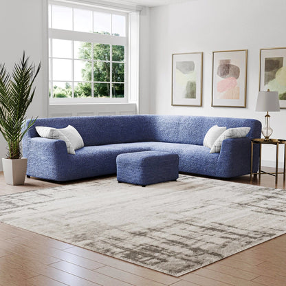DivineTrendz™ Exclusive - Blue Luxe Crinkle Sofa Cover