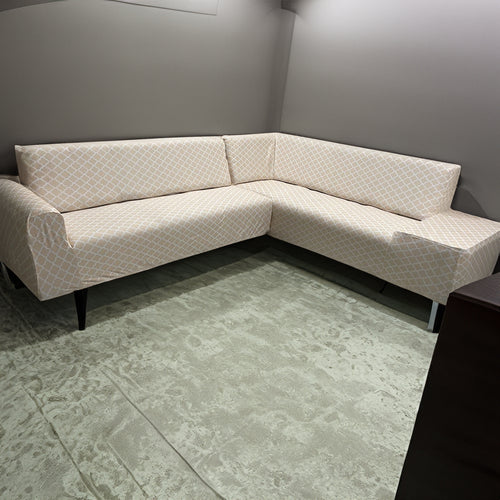 L-Shape Sofa Cover - Cream Diamond