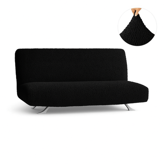 DivineTrendz™ Exclusive - Black Luxe Crinkle Futon Cover