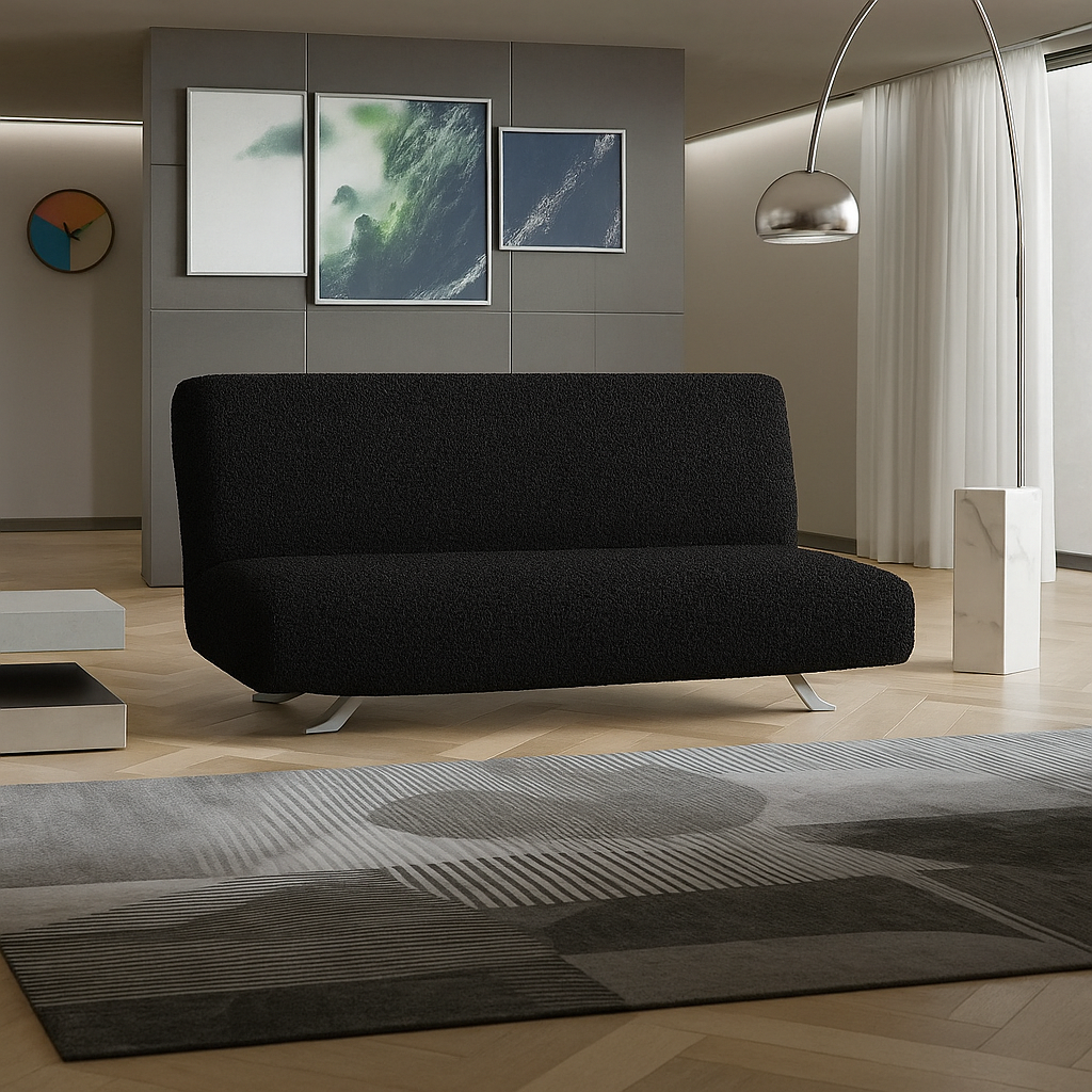 DivineTrendz™ Exclusive - Black Luxe Crinkle Futon Cover