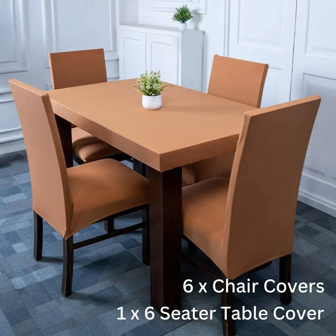 Copper Rust Elastic Chair Table Cover Sets
