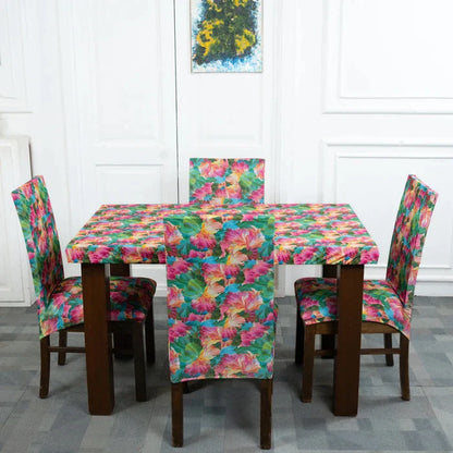 Crepe Flowers Elastic Dining Table Chair Covers