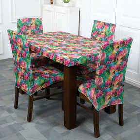 Crepe Flowers Elastic Dining Table Chair Covers