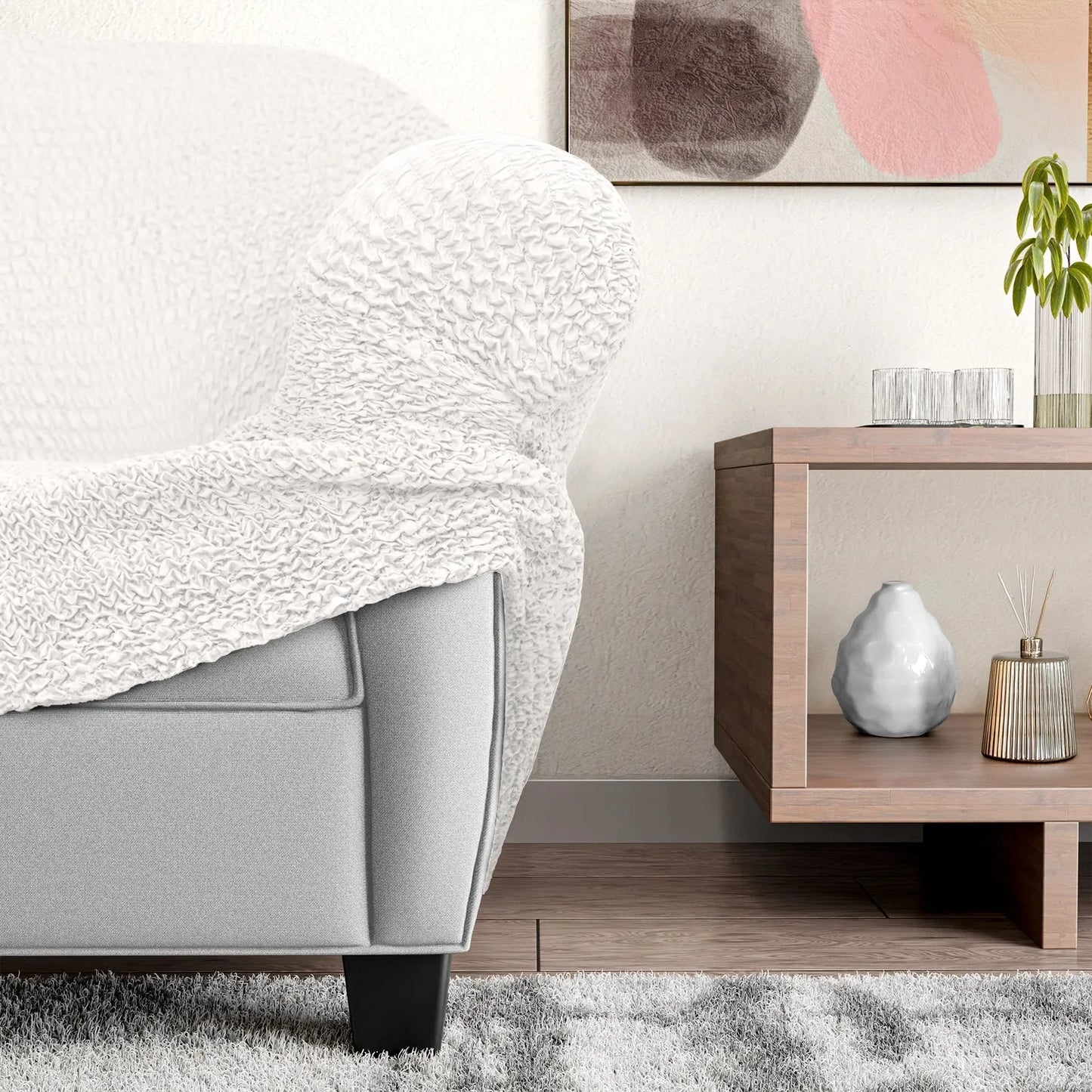 DivineTrendz™ Exclusive - White Luxe Crinkle Chaise Lounge cover