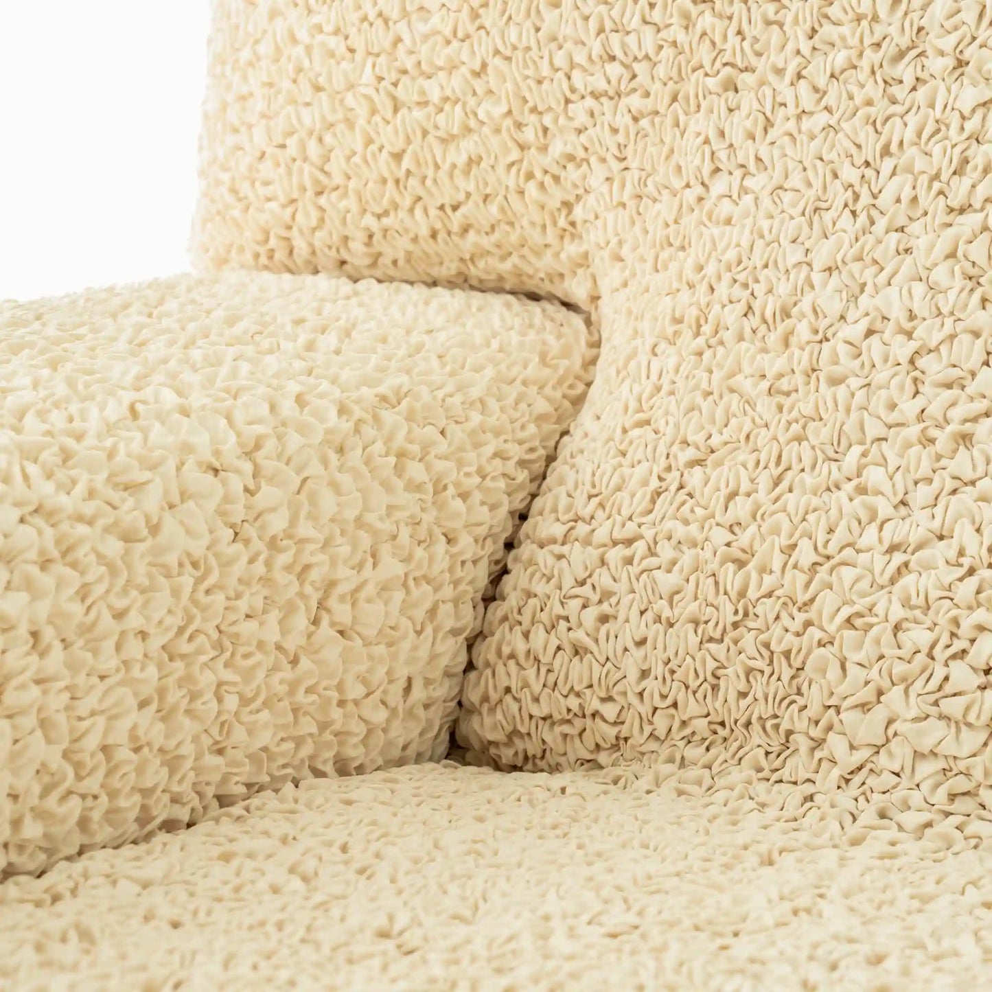 DivineTrendz™ Exclusive - Beige Luxe Crinkle Sofa Cover