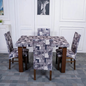 Dutch Tile Elastic Dining Chair Table Covers