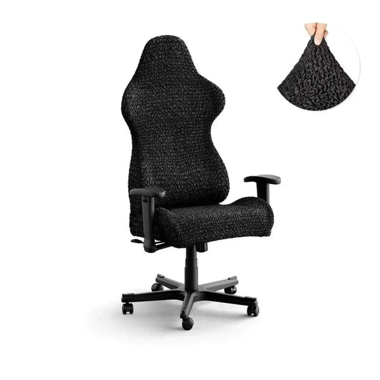 DivineTrendz™ Exclusive - Black Luxe Crinkle Office Chair Cover