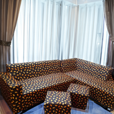 L-Shape Sofa Cover - Golden Leaves