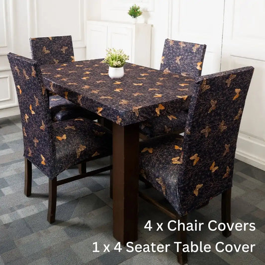 Golden Butterfly Elastic Chair Table Cover