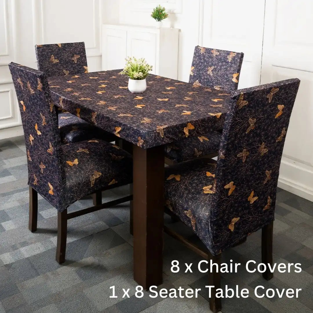 Golden Butterfly Elastic Chair and Table Cover