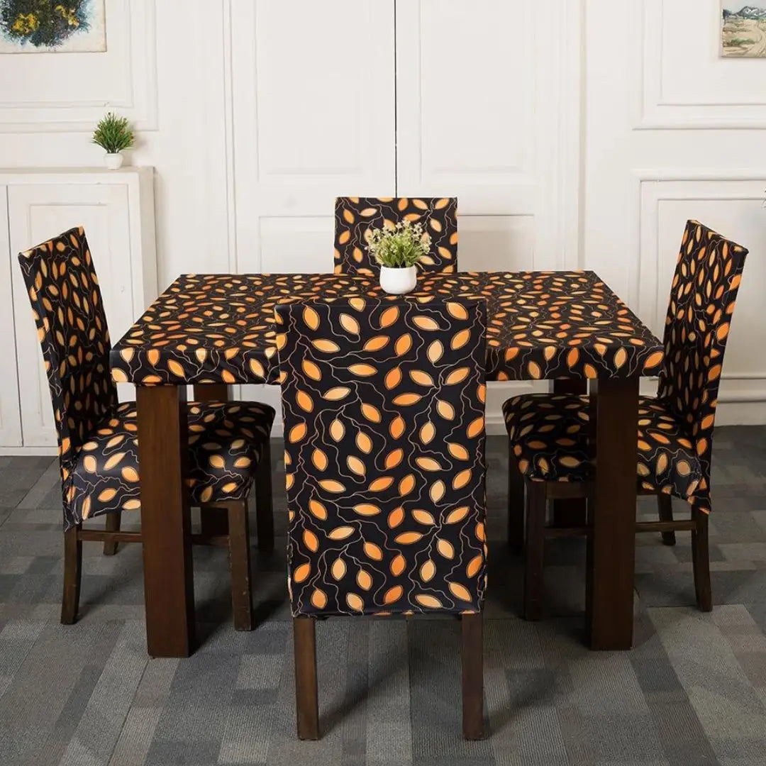 Golden Leaves Color Elastic Chair Table Cover