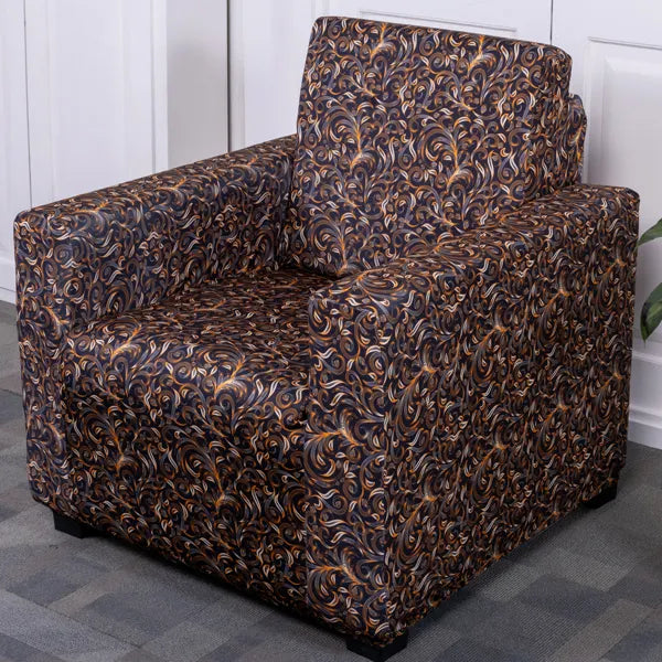 Golden & Black Pattern One Seater Sofa Covers