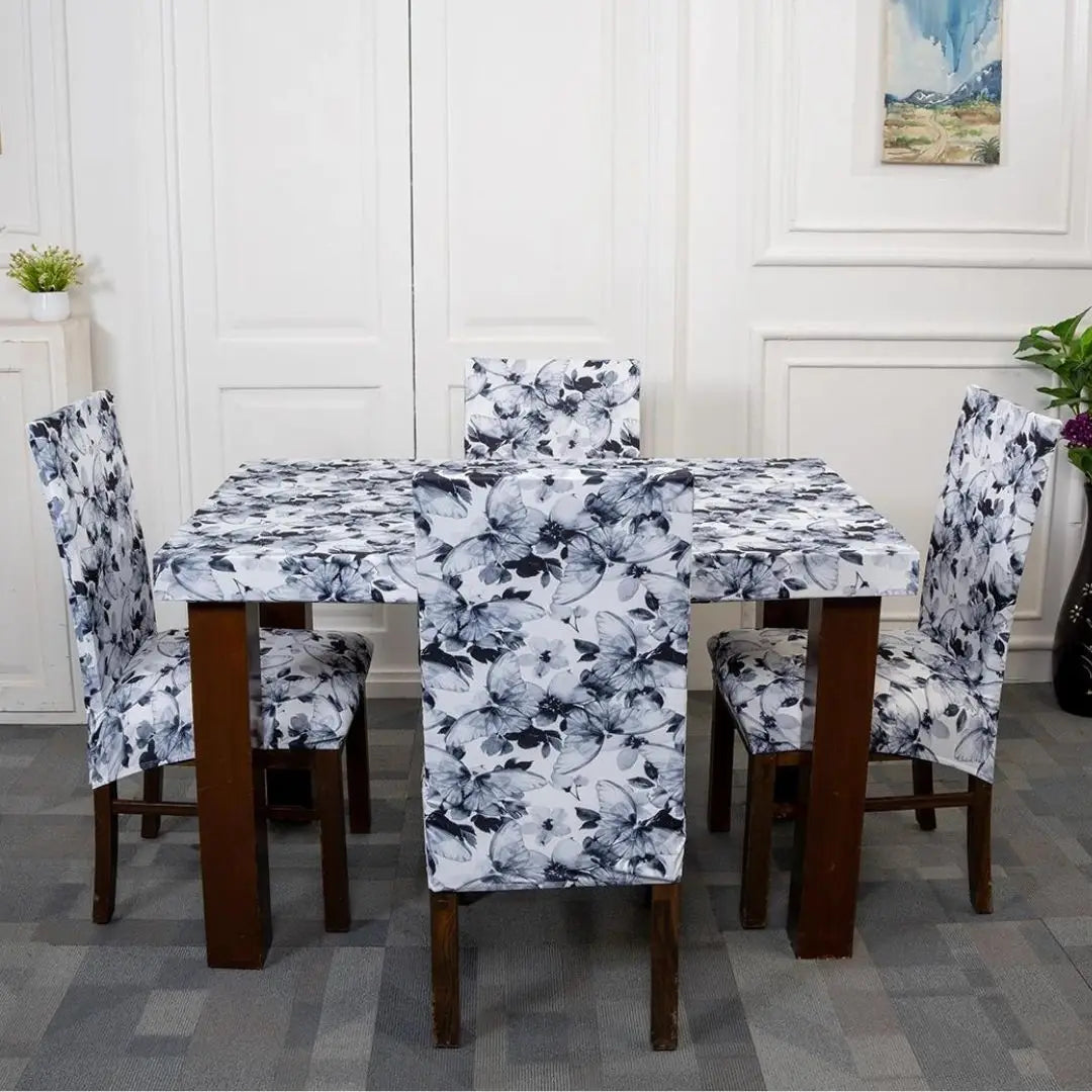  Ivory Wings Elastic Chair Table Covers Set