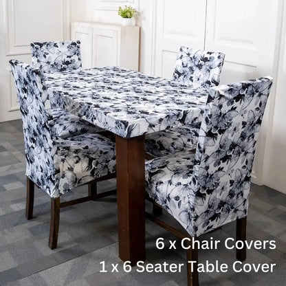  Ivory Wings Elastic Chair Table Cover Set