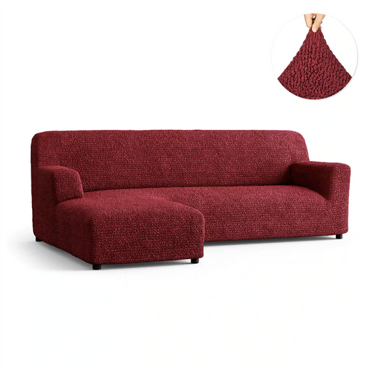 DivineTrendz™ Exclusive - Bordeaux Luxe Crinkle Corner Sofa Cover
