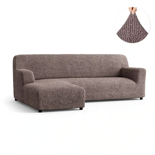 DivineTrendz™ Exclusive - Choco Luxe Crinkle Corner Sofa Cover
