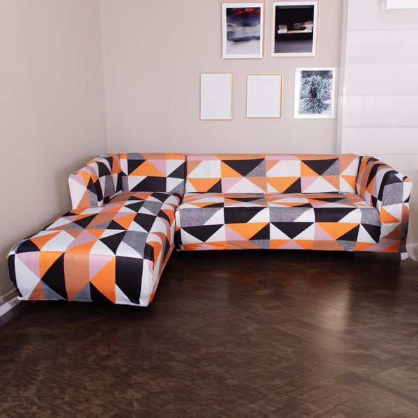 L-Shape Sofa Cover - Prism Orange