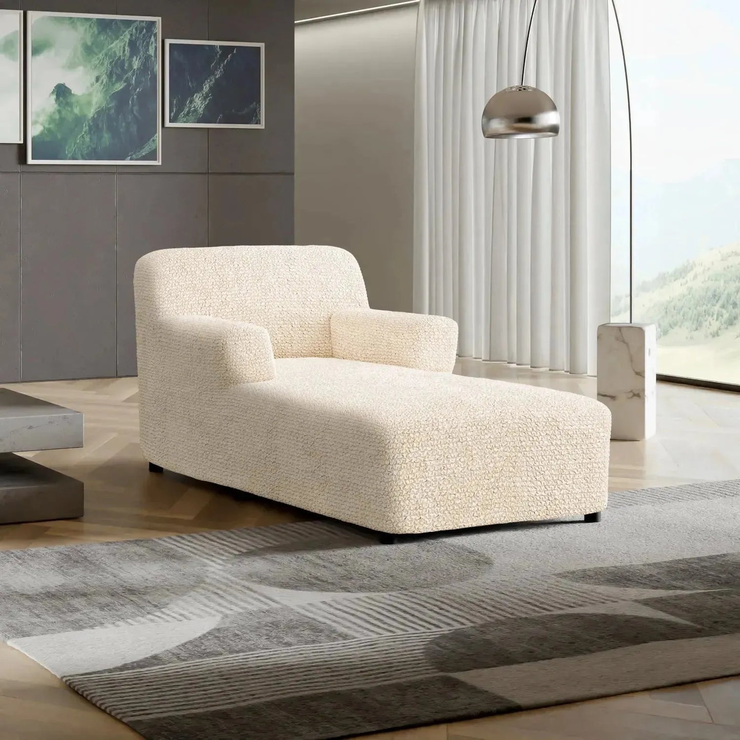DivineTrendz™ Exclusive - Beige Luxe Crinkle Chaise Lounge cover