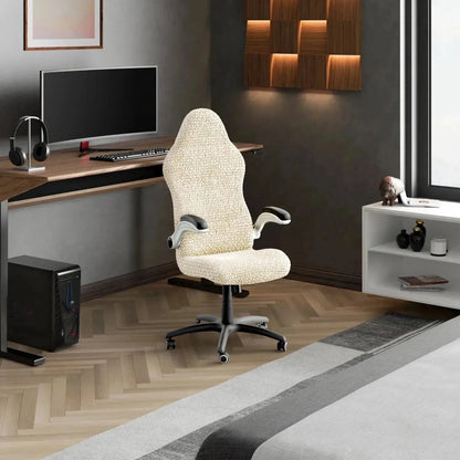DivineTrendz™ Exclusive - Beige Luxe Crinkle Office Chair Cover