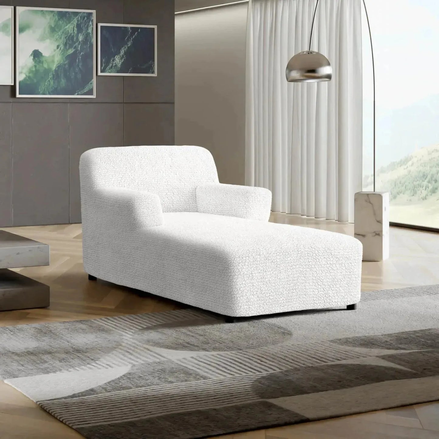 DivineTrendz™ Exclusive - White Luxe Crinkle Chaise Lounge cover