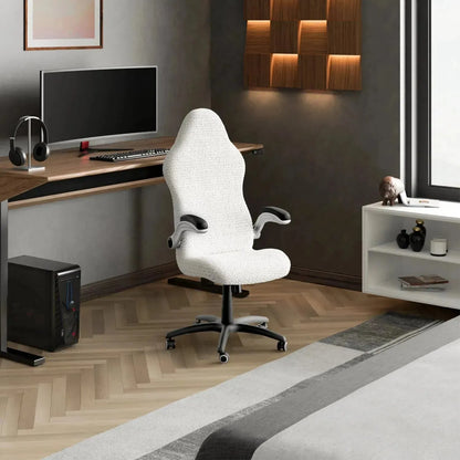 DivineTrendz™ Exclusive - White Luxe Crinkle Office Chair Cover