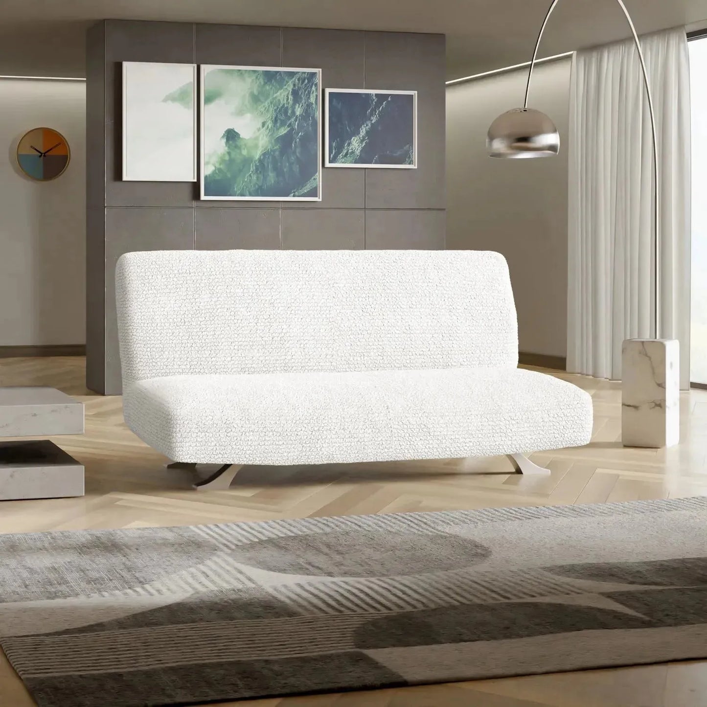 DivineTrendz™ Exclusive - White Luxe Crinkle Futon Cover
