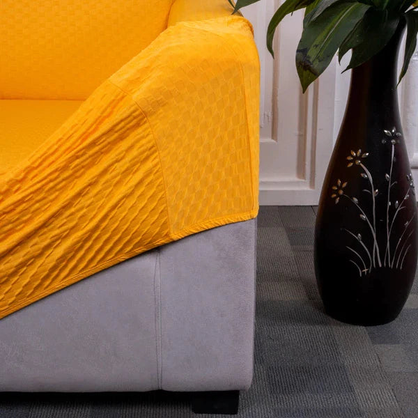 Mustard yellow weave elastic sofa covers