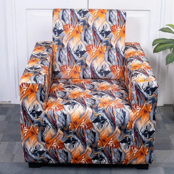 Orange Abstract single sofa cover