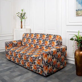 Orange Abstract Elastic Sofa Slipcovers 