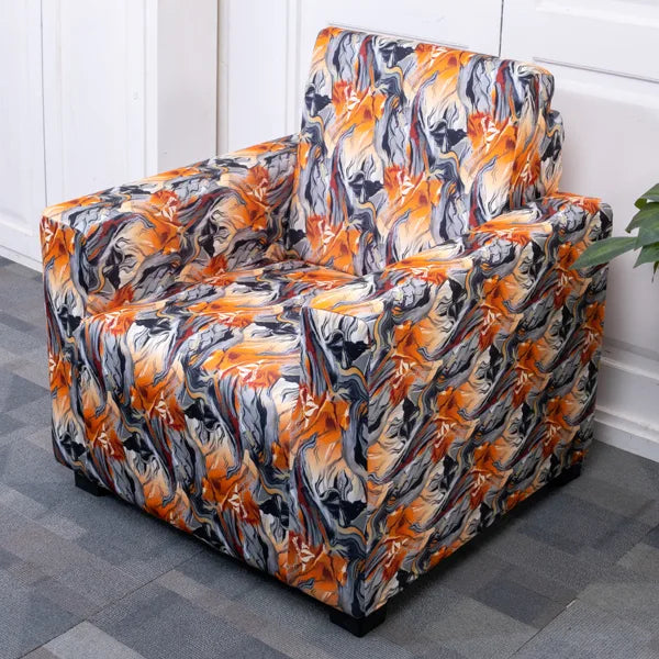 Orange Abstract 0ne seater sofa cover