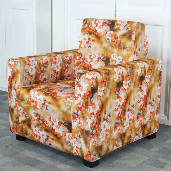 Orange Flower Elastic Sofa Slipcovers