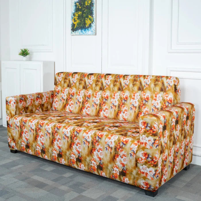 Orange Flower Elastic Sofa Slipcovers