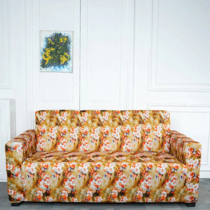 Orange Flower Elastic Sofa Slipcovers